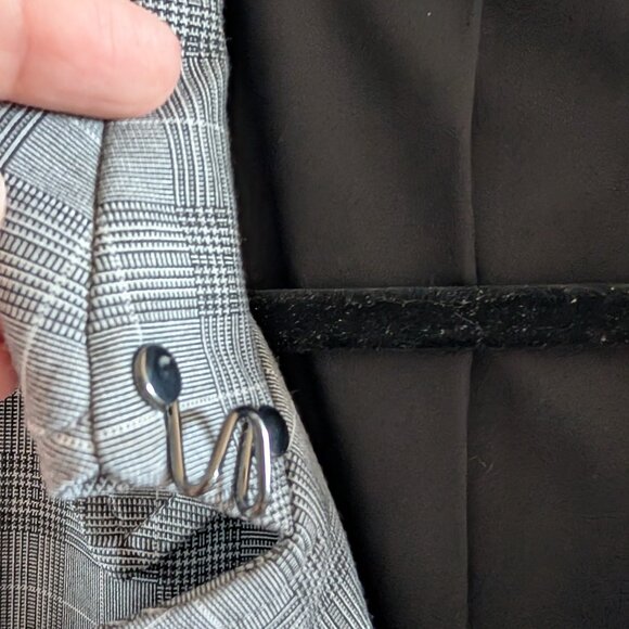 Elie Tahari Plaid Double Breasted Trench Coat Size Large Grey Preppy Classic - Picture 7 of 16